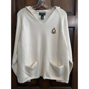 Ralph Lauren | Vintage 90’s Logo Crest Cotton Knit Sweater Cream Pullover- L